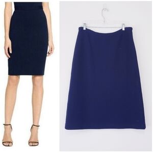 Navy Blue Knit Skirt Vintage Size 12 A-Line Skirt Knee Length Old Money